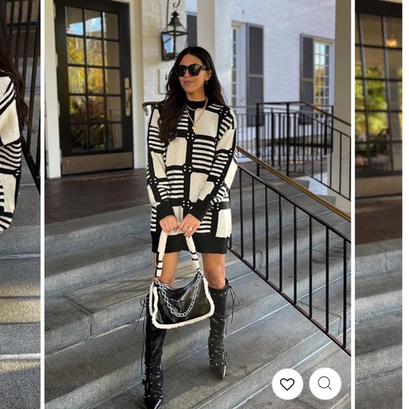 12th TRIBE - QUINCY BLACK PATTERNED SWEATER/ DRESS - Picture 7 of 12